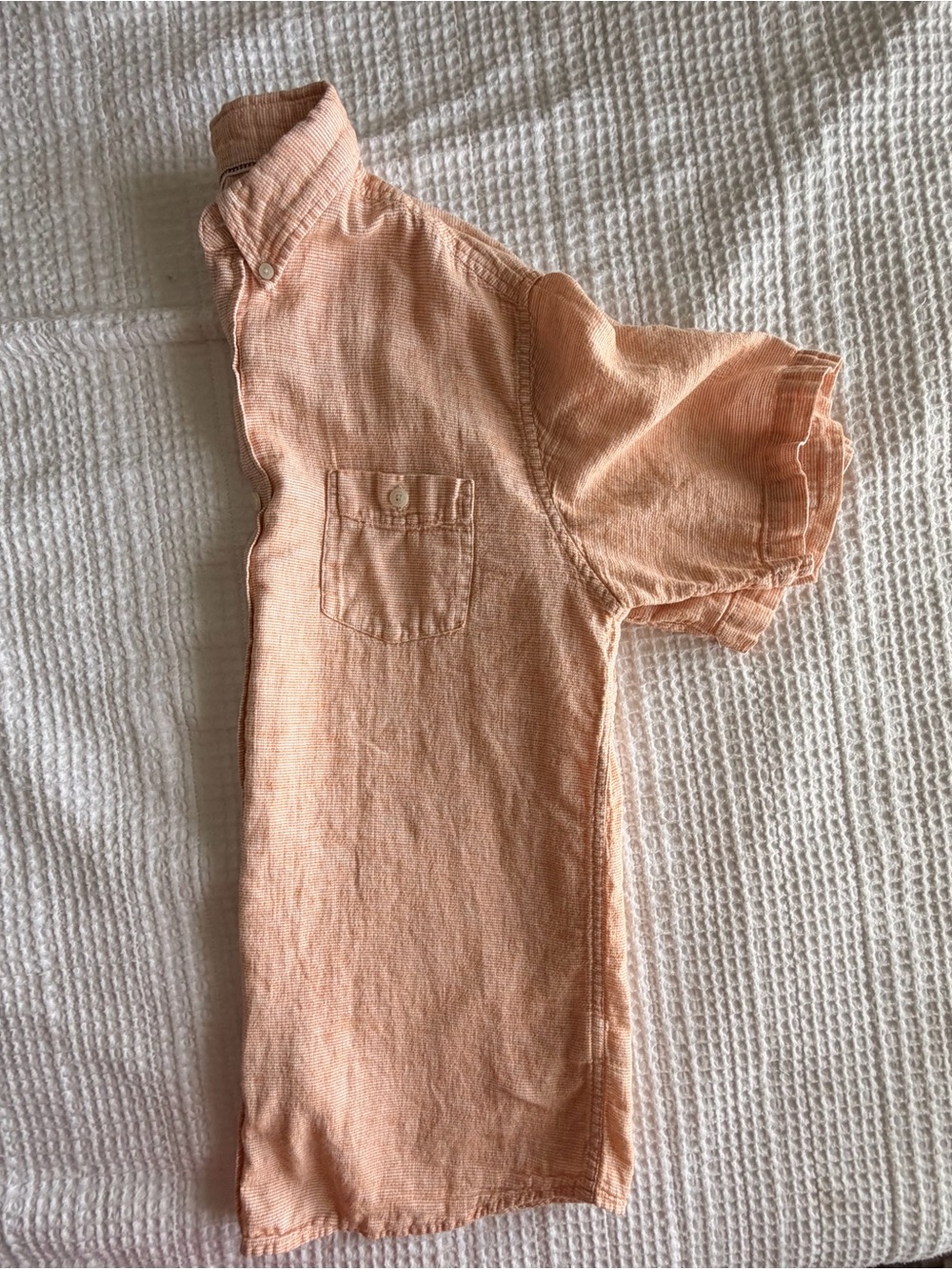 Weatherproof Peach-Striped Linen Button Shirt